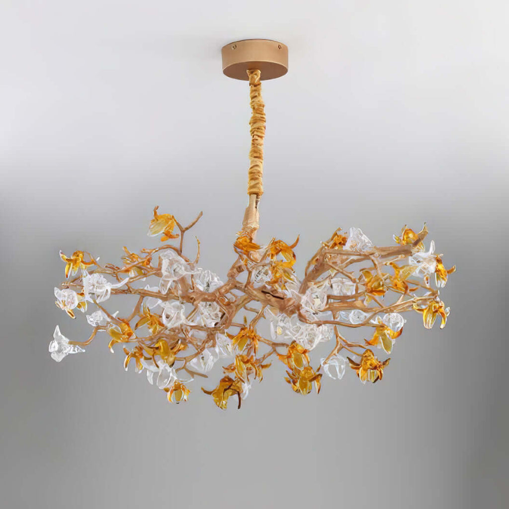 Aosta Brass Glass Blossom Chandelier