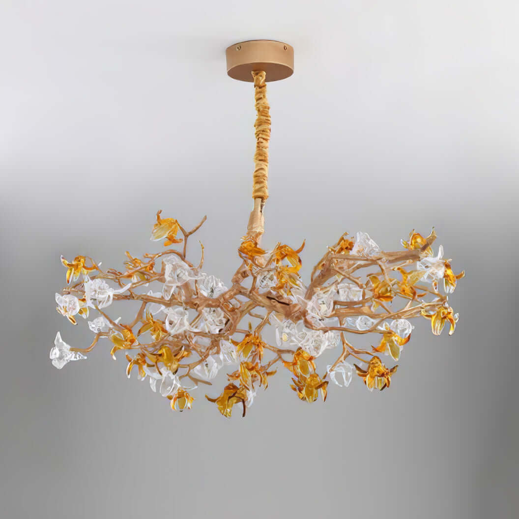 Aosta Brass Glass Blossom Chandelier