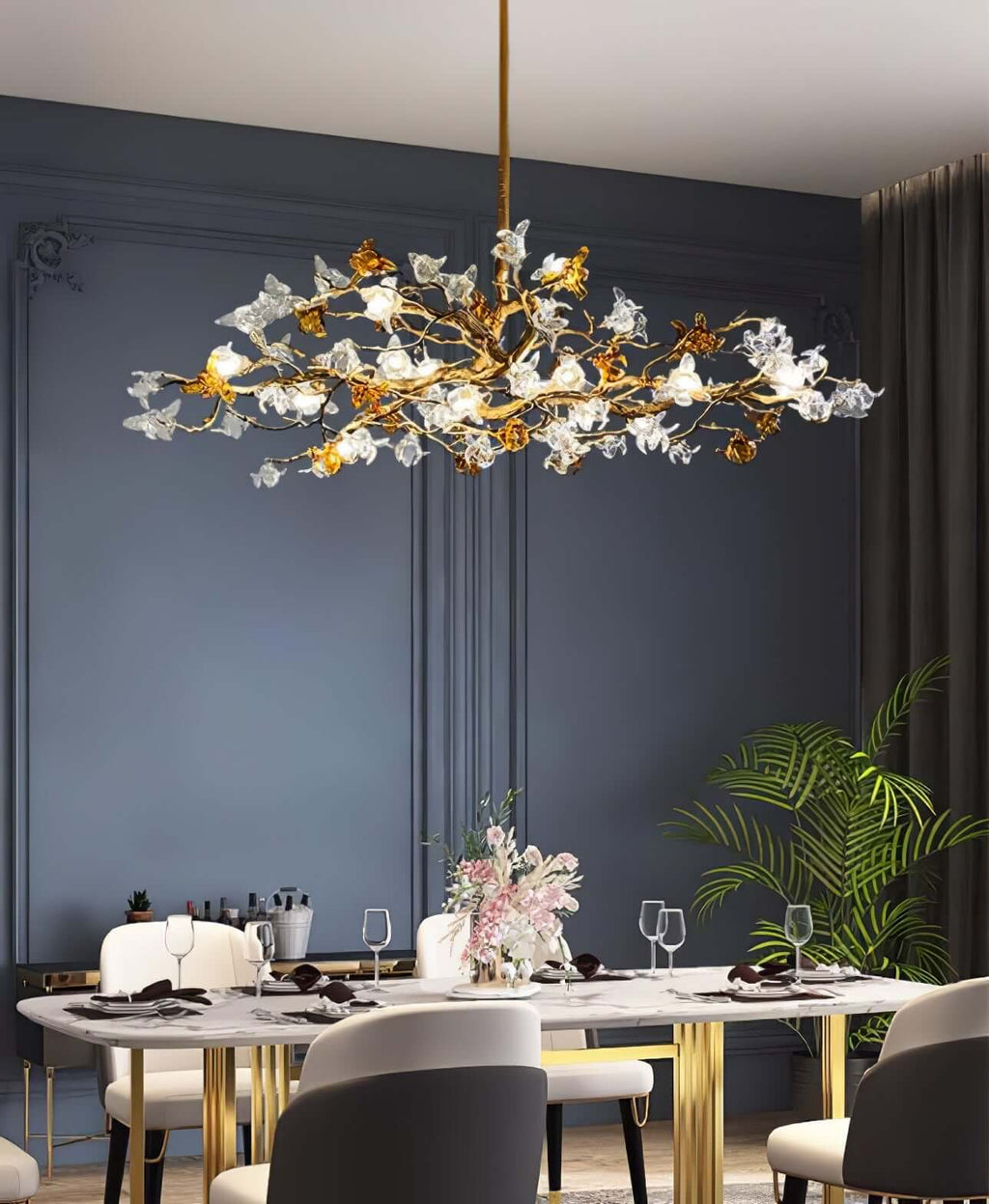 Aosta Brass Glass Blossom Chandelier
