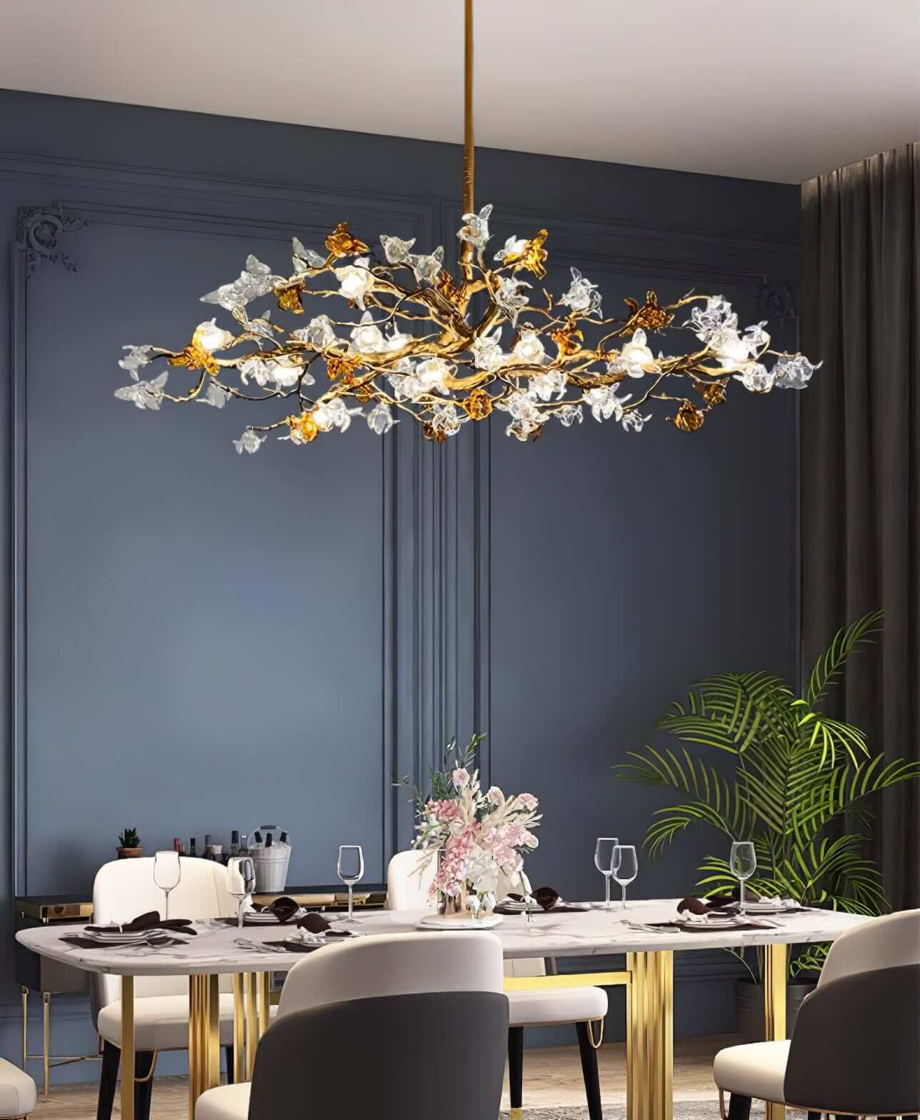 Aosta Brass Glass Blossom Chandelier