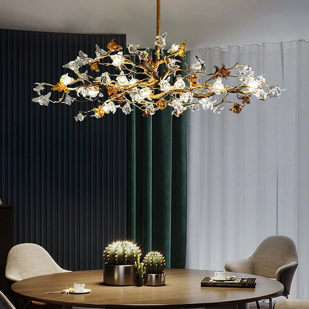 Aosta Brass Glass Blossom Chandelier