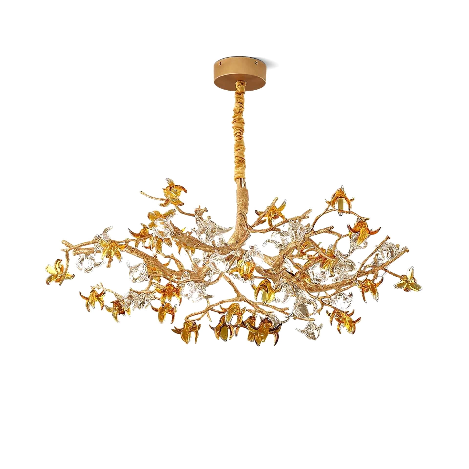 Aosta Brass Glass Blossom Chandelier