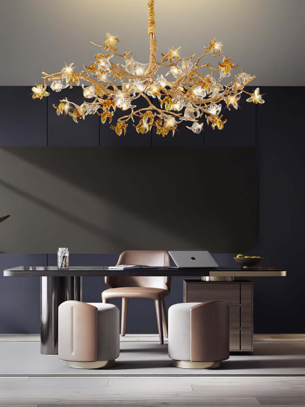 Aosta Brass Glass Blossom Chandelier