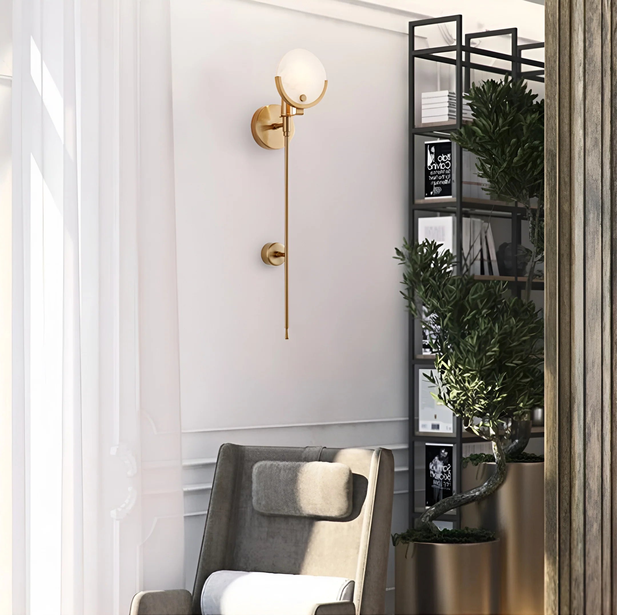 Alabaster Ava Brass Wall Lamp