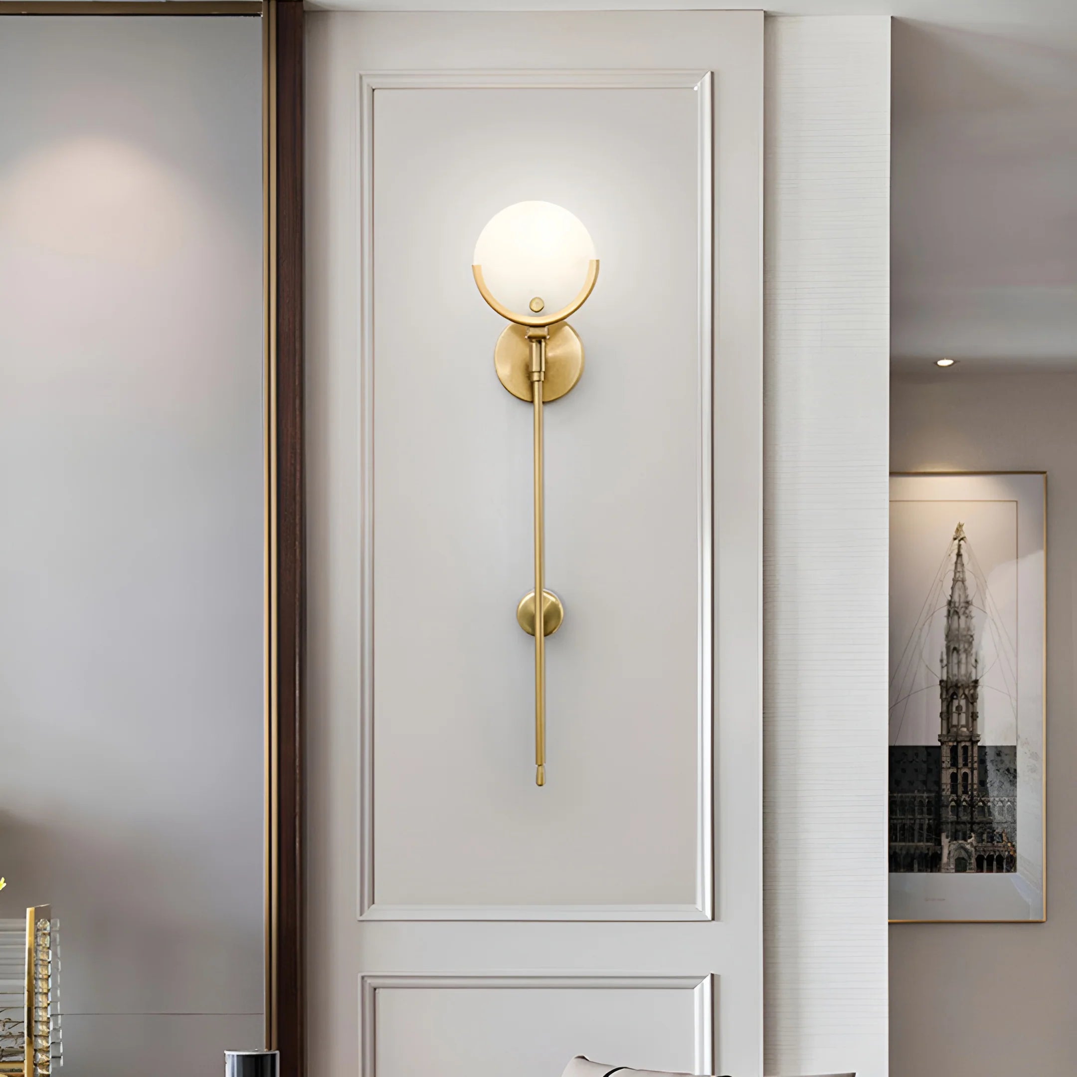 Alabaster Ava Brass Wall Lamp