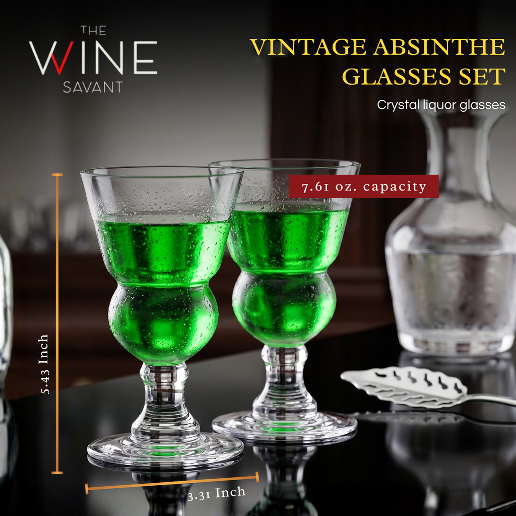 Specialty Absinthe Cocktail Glassware with Spoon, Set of 2