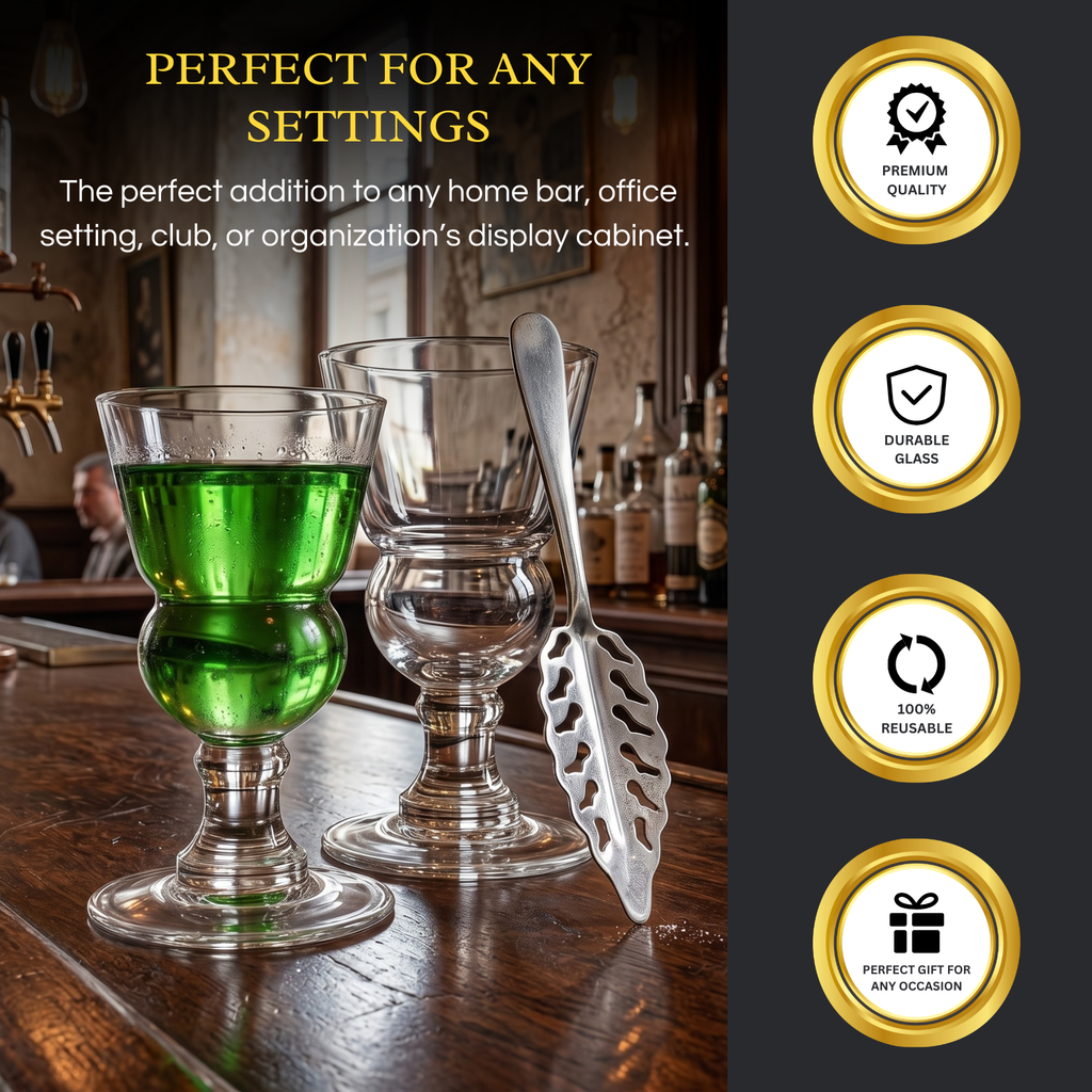 Specialty Absinthe Cocktail Glassware with Spoon, Set of 2