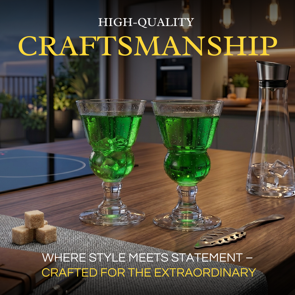 Specialty Absinthe Cocktail Glassware with Spoon, Set of 2