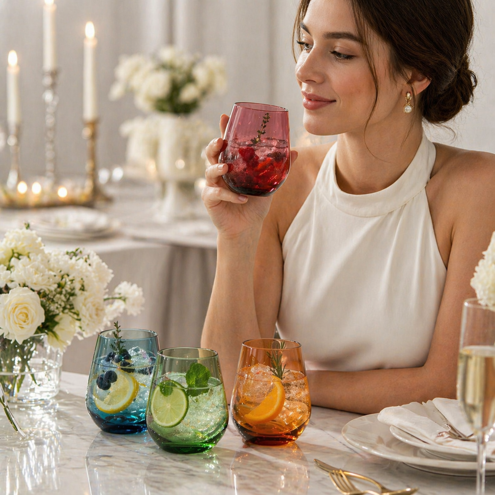 Eze Acrylic Stemless Wine Glassware, Set of 4
