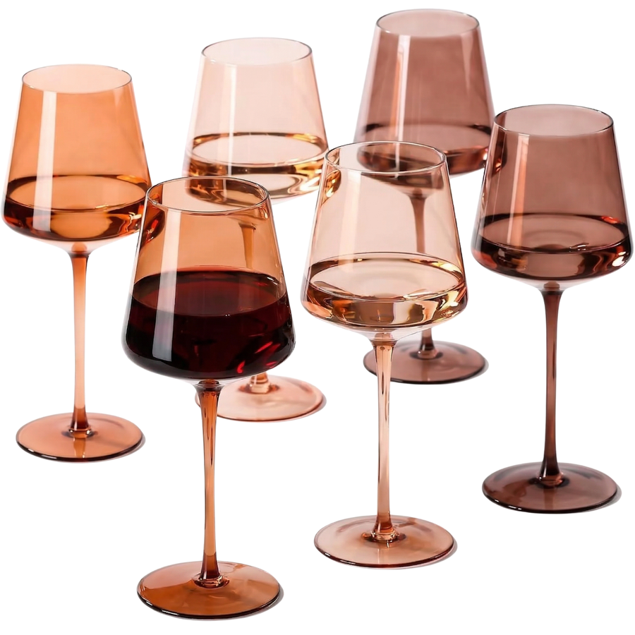 Venus Brown Stemmed Wine Glasses — Set of 6