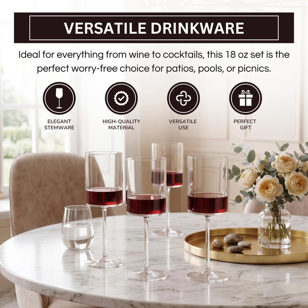 Barcelona Acrylic Stemmed Wine Glassware, Set of 4