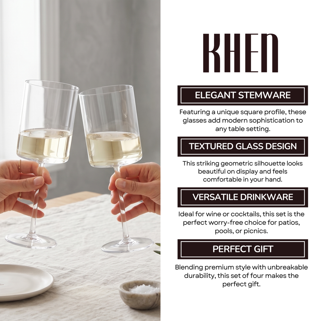 Barcelona Acrylic Stemmed Wine Glassware, Set of 4