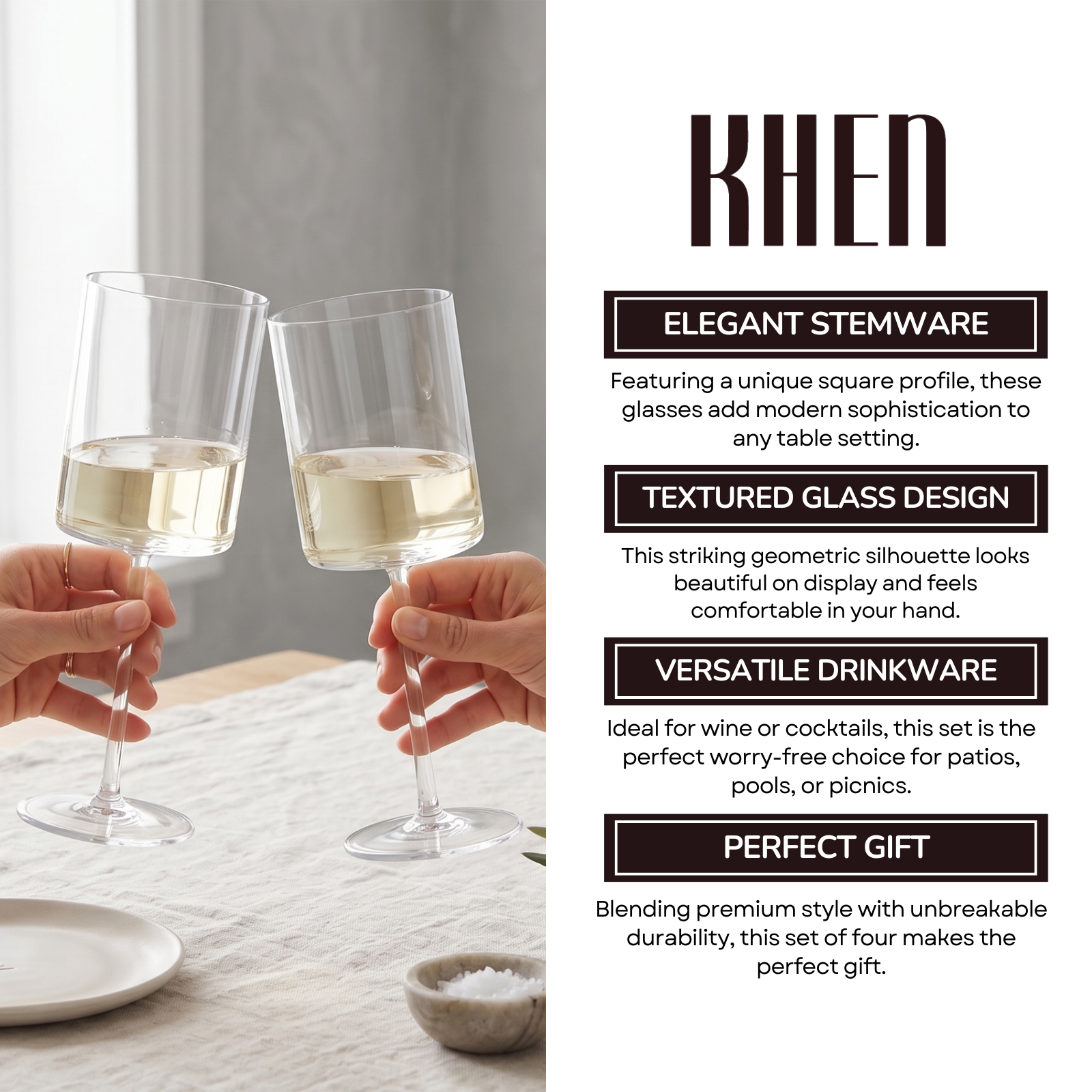 Barcelona Acrylic Stemmed Wine Glassware, Set of 4