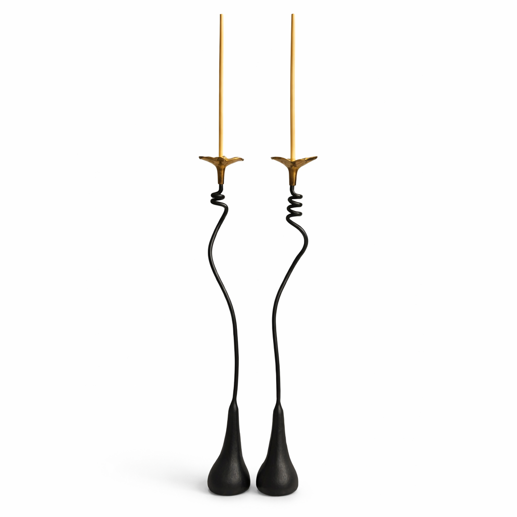 Jasmine in Bloom Candlestick — Handmade Sculptural Iron Candleholder (20”)