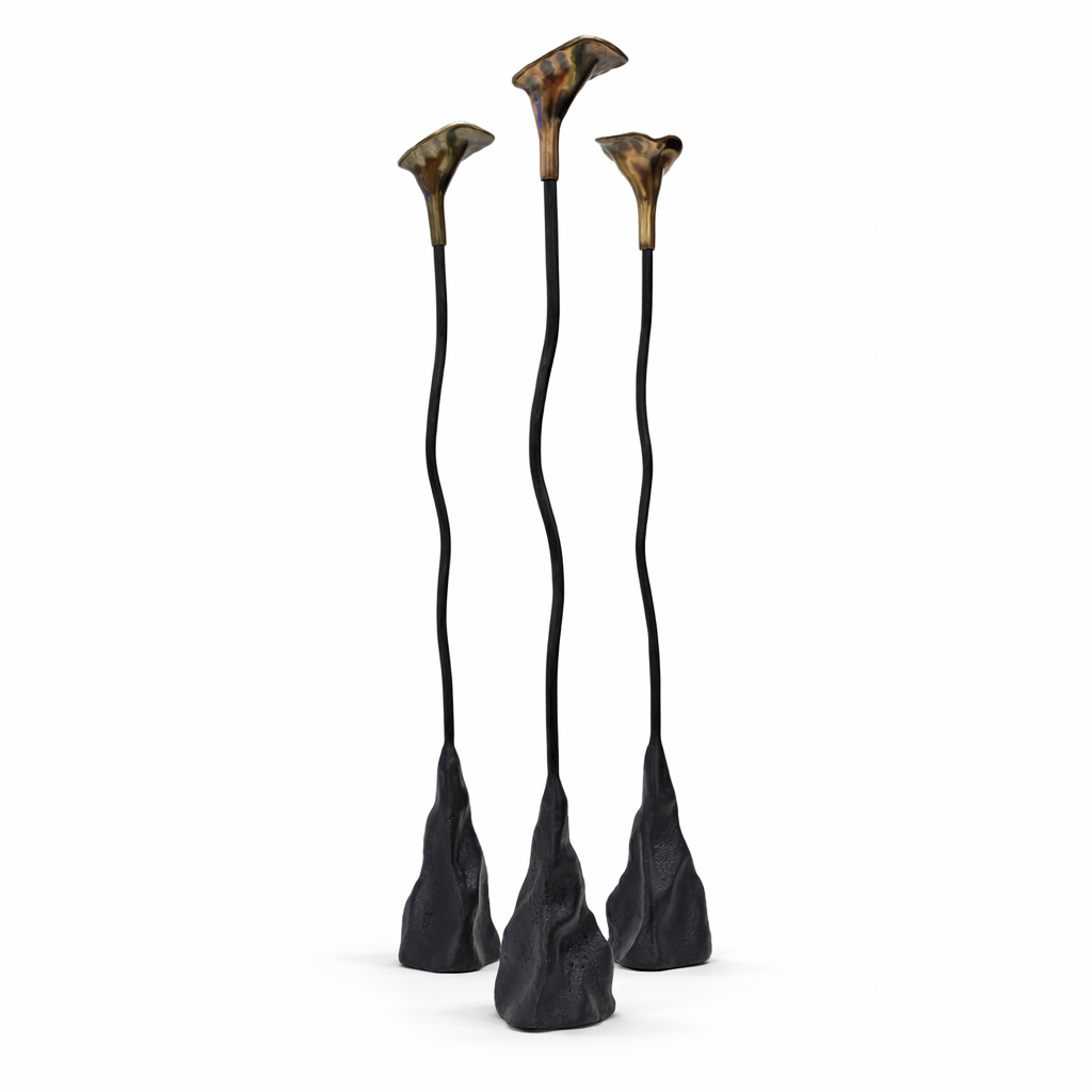 Calla Lily Iron Candlestick — Handcrafted Sculptural Candleholder (19”)
