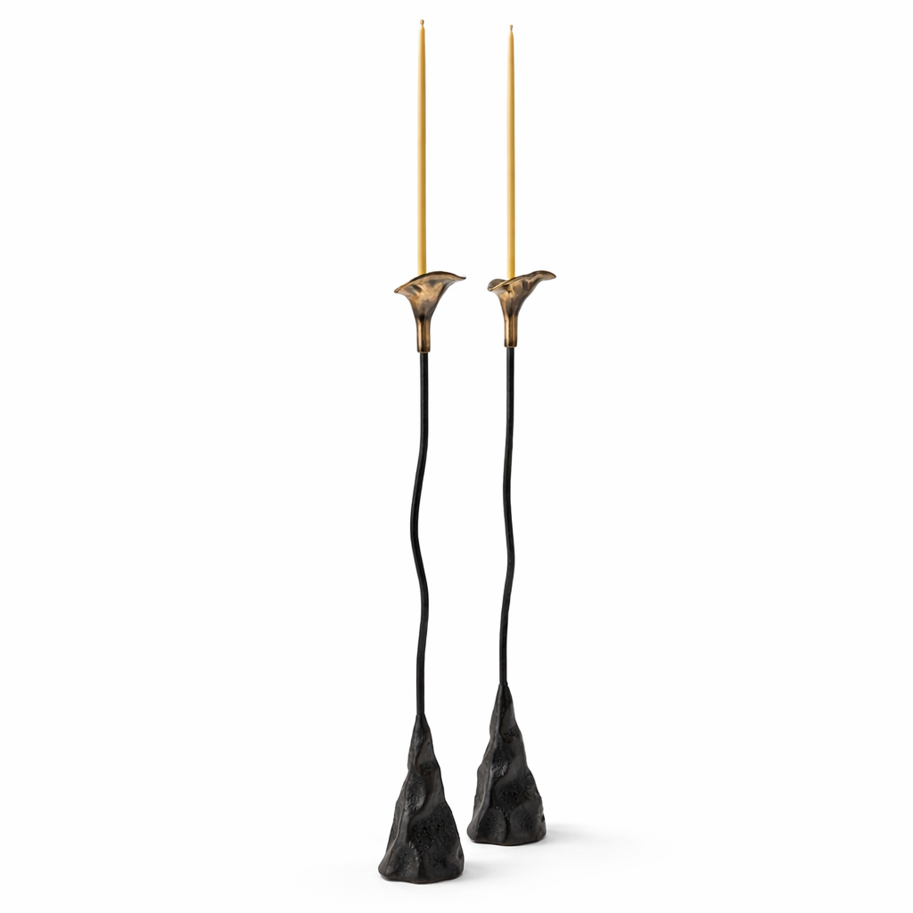 Calla Lily Iron Candlestick — Handcrafted Sculptural Candleholder (19”)