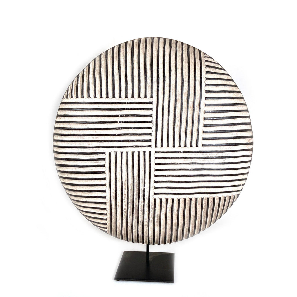 Round Bamileke Shield 22" Geometric Pattern