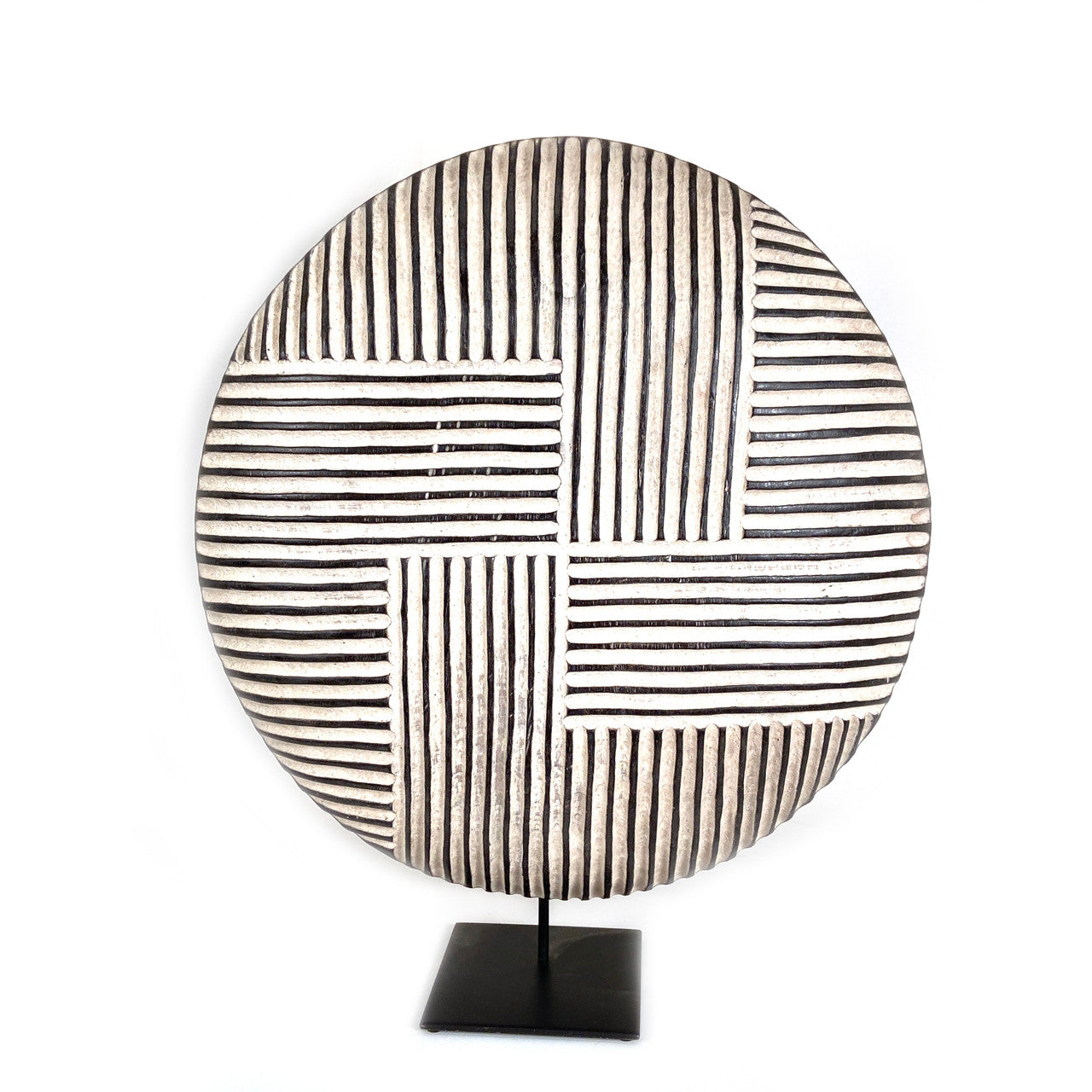 Round Bamileke Shield 22" Geometric Pattern