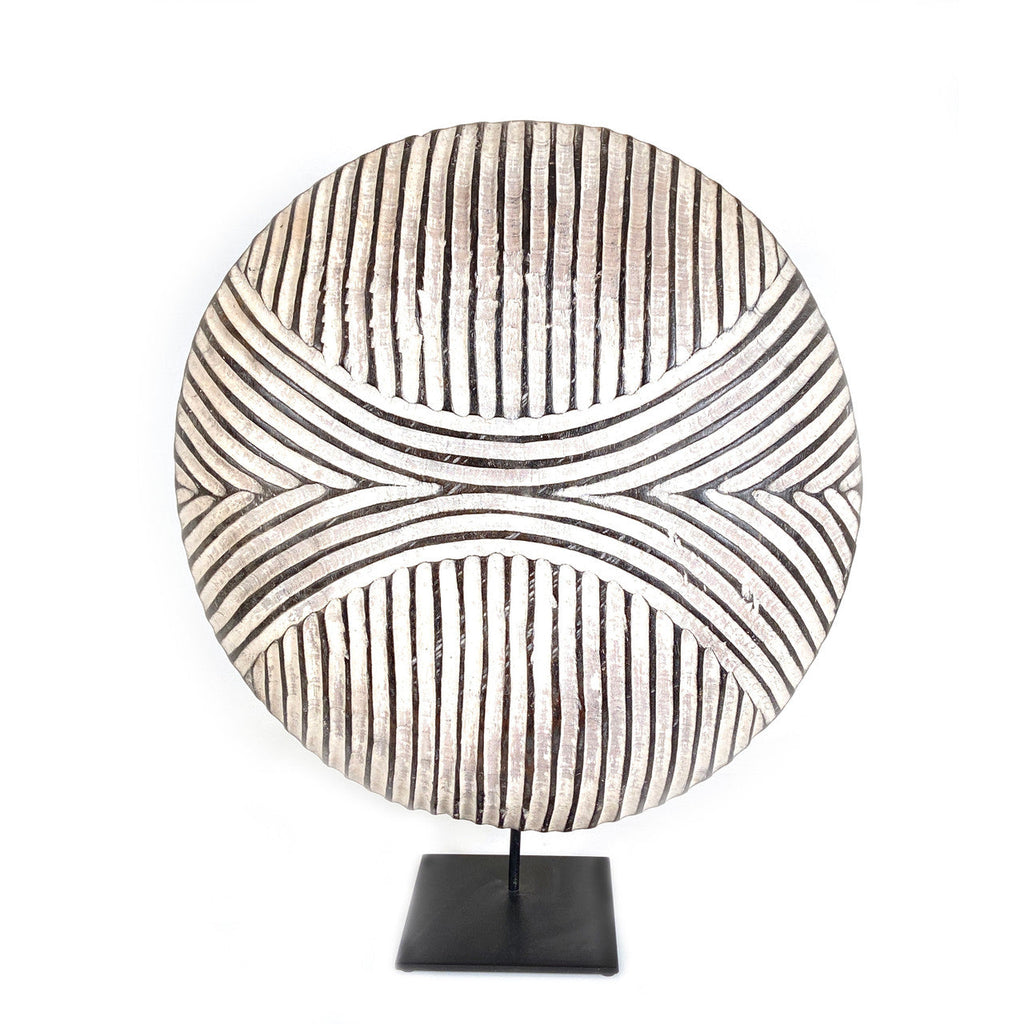 Round Bamileke Shield 22" Geometric Pattern