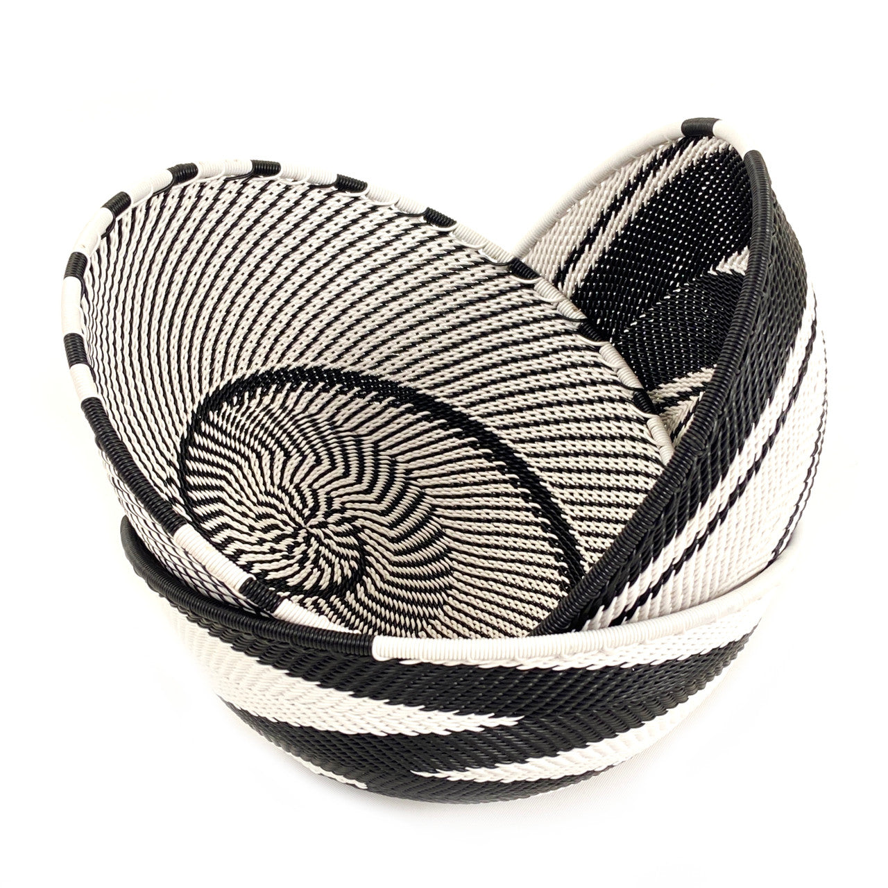 Zulu Wire Basket Bowl - Black + White, Medium