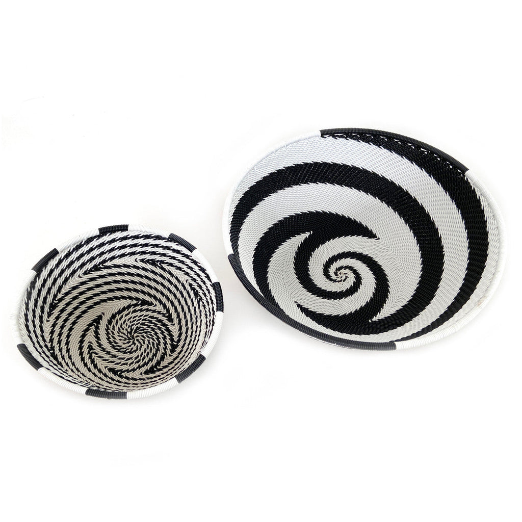 Zulu Wire Basket Bowl - Black + White, Small