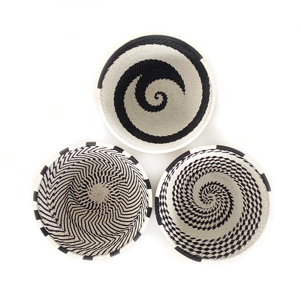 Zulu Wire Basket Bowl - Black + White, Small