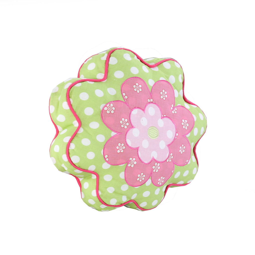 Pink Ladybug Dot Novelty Floral Embroiderd Decor Throw Pillow