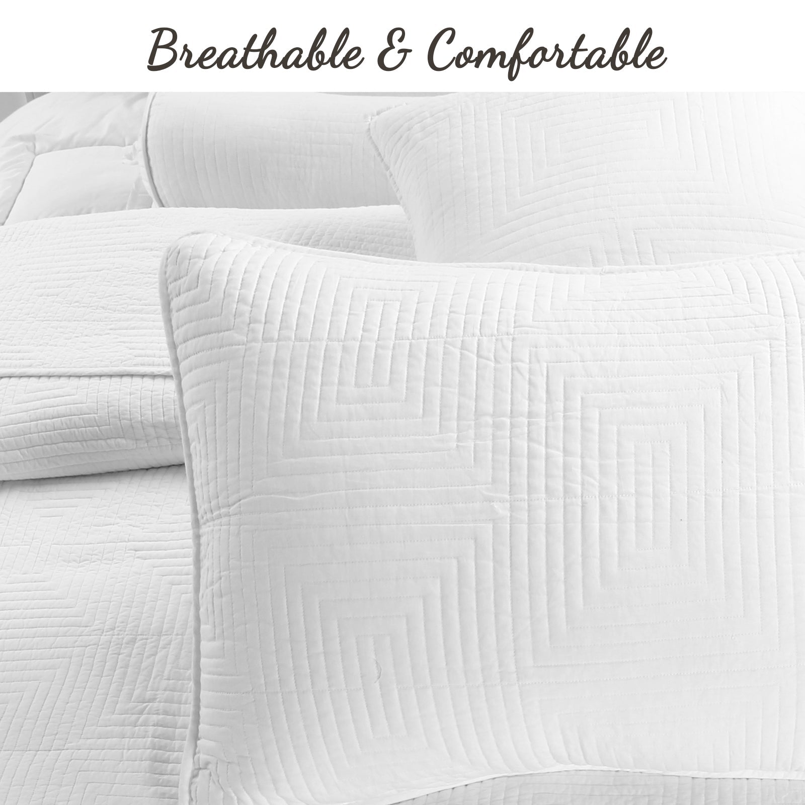 Maze White Cotton Reversible Quilt Bedding Set