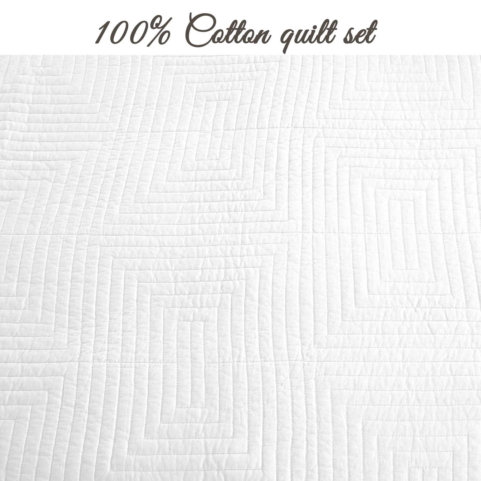 Maze White Cotton Reversible Quilt Bedding Set