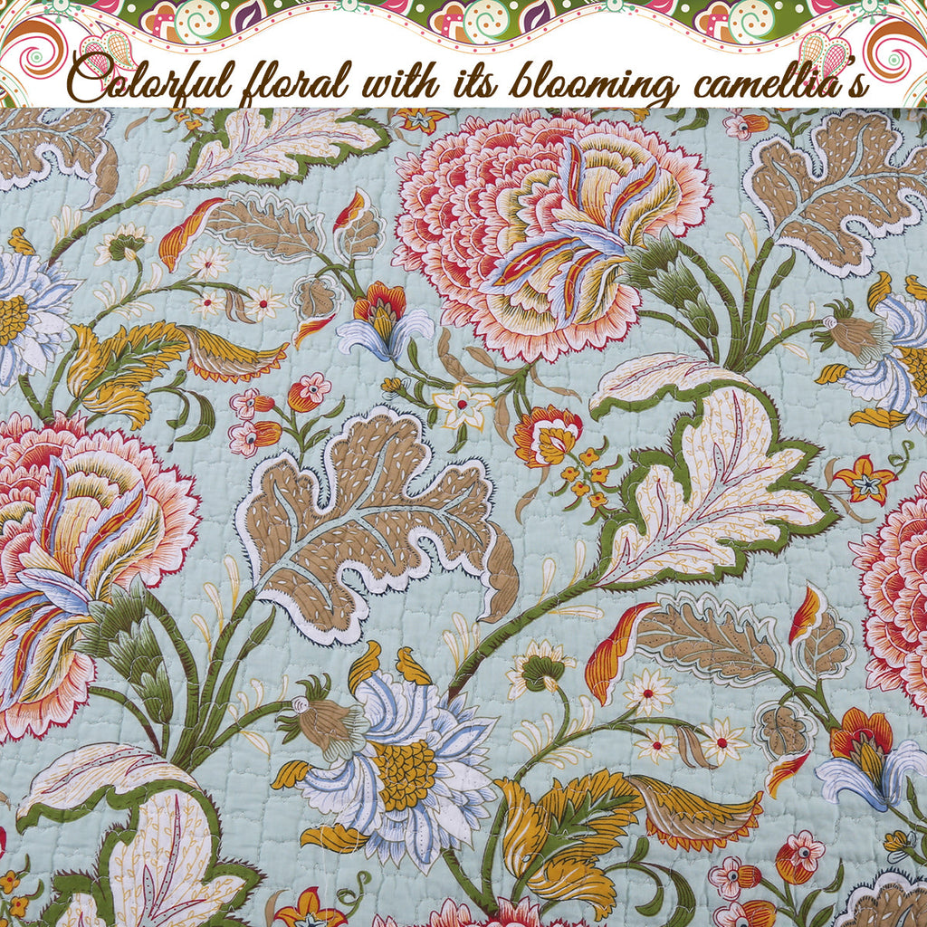 Riemer Tropical Floral Cotton 3-Piece Reversible Quilt Bedding Set