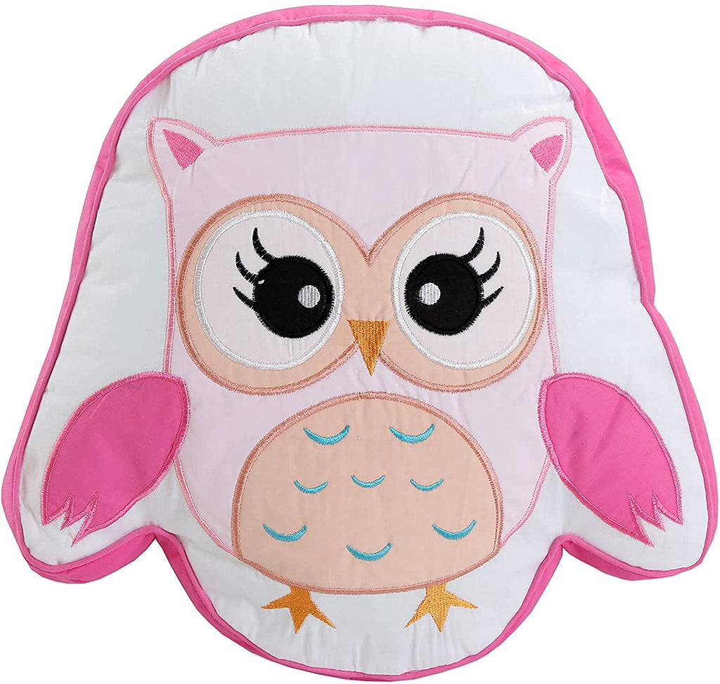 Home Sweet Pink Owl Print Stripe Girl Reversible Quilt Bedding Set
