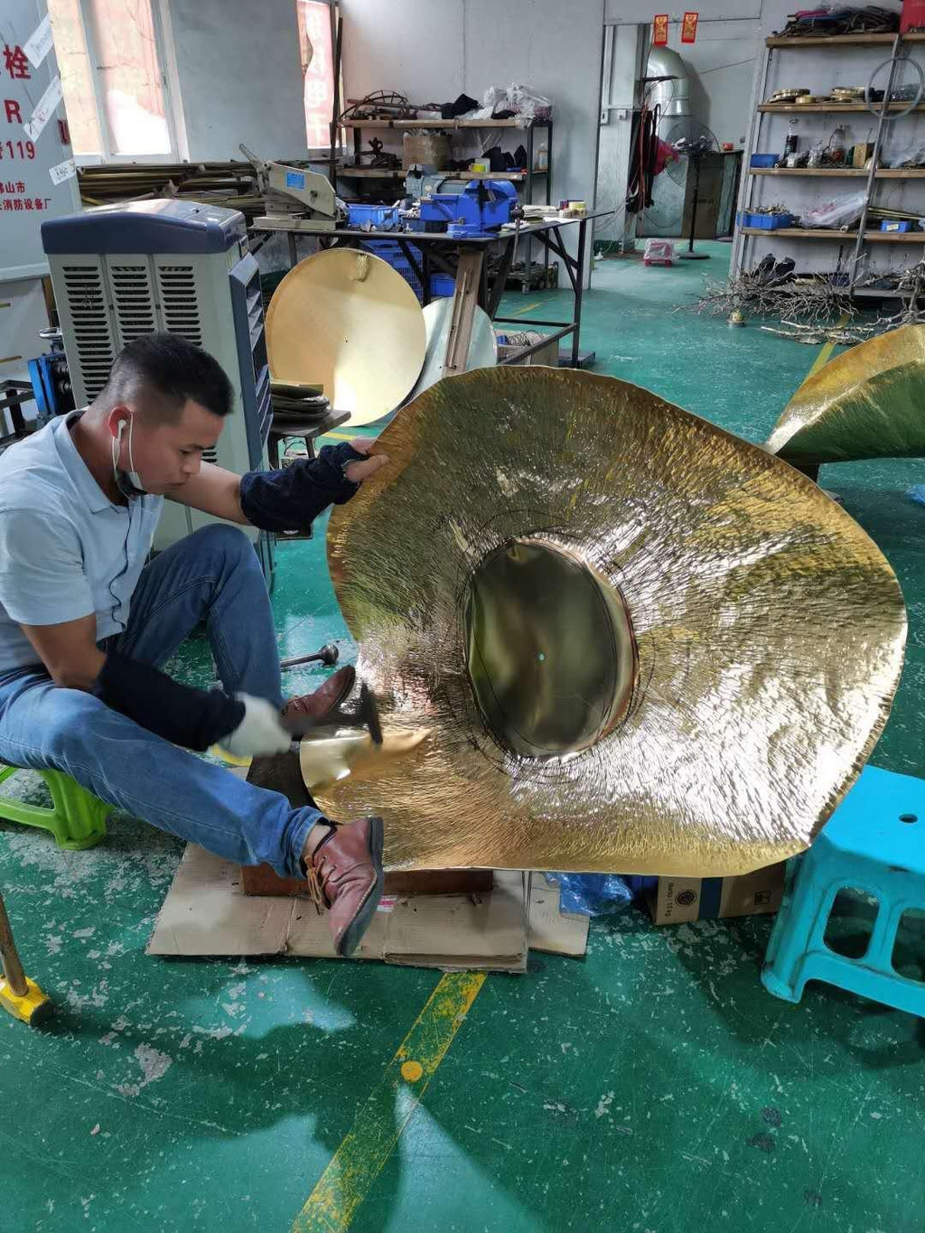Hammered Brass Pendant Light