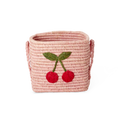 Cherry Pop Raffia Basket — Pink