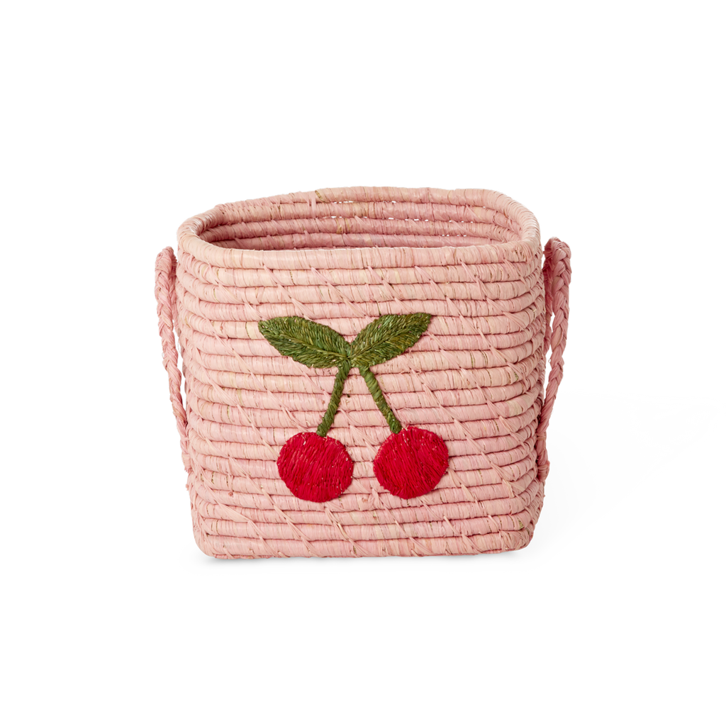 Cherry Pop Raffia Basket — Pink