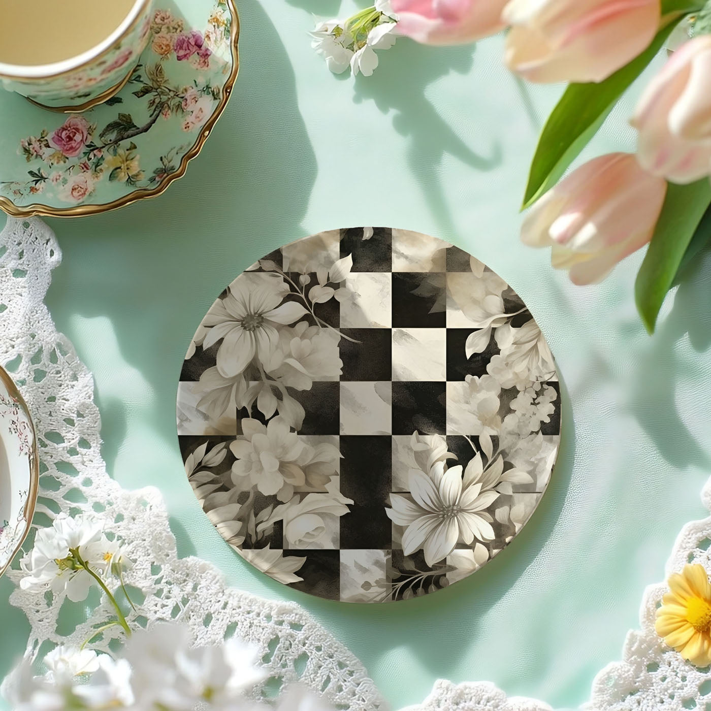 Courtly Check Ceramic Coasters