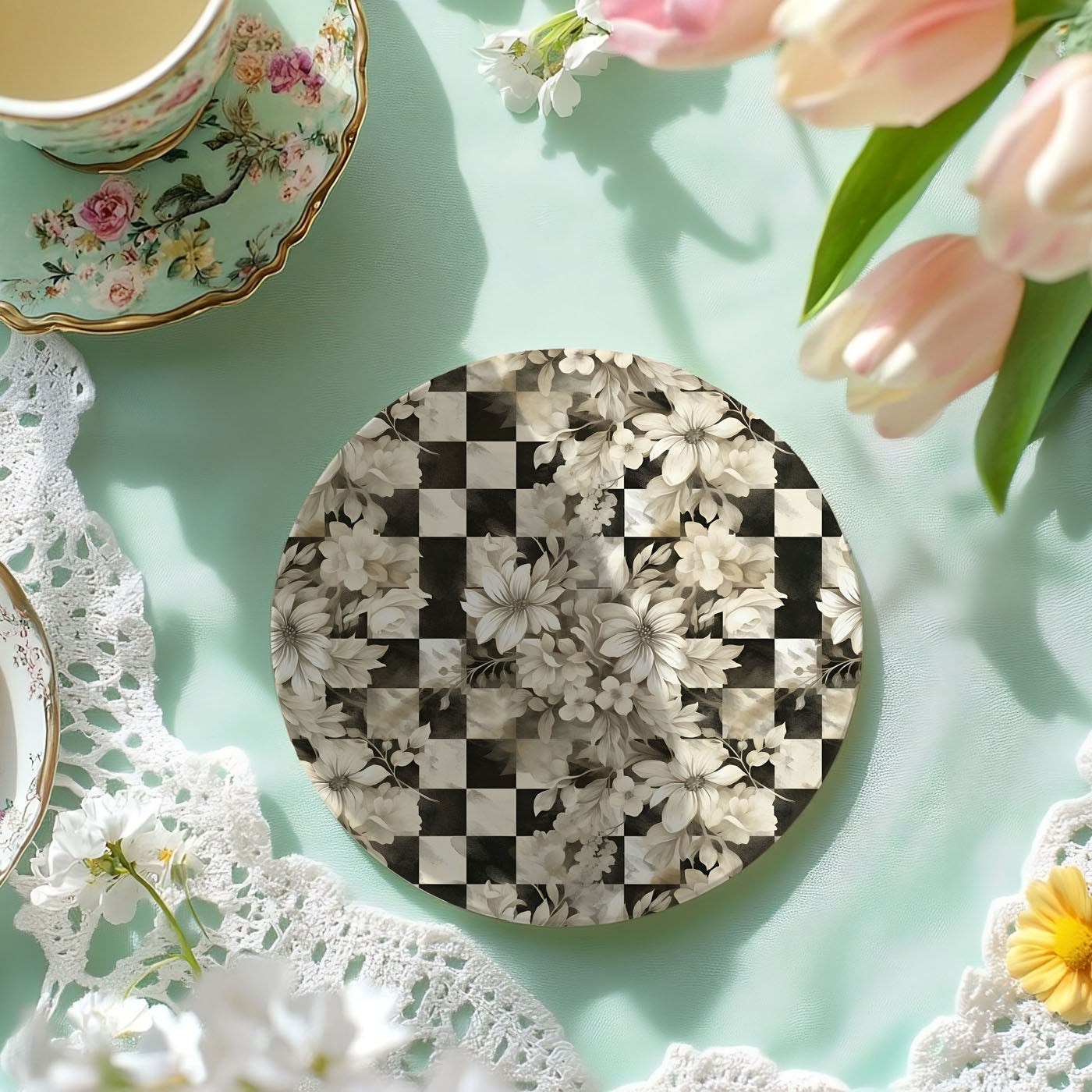 Courtly Check Ceramic Coasters