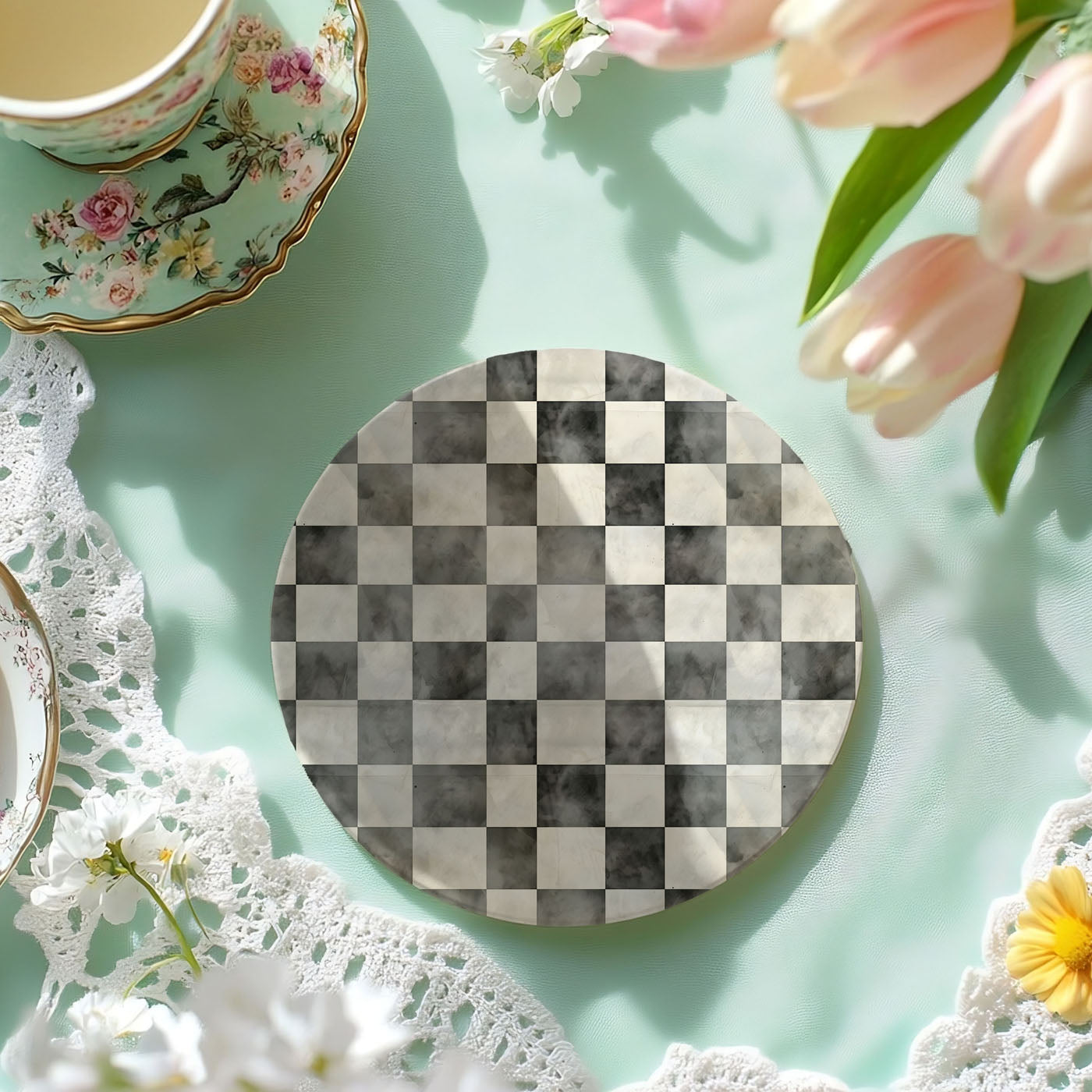 Courtly Check Ceramic Coasters