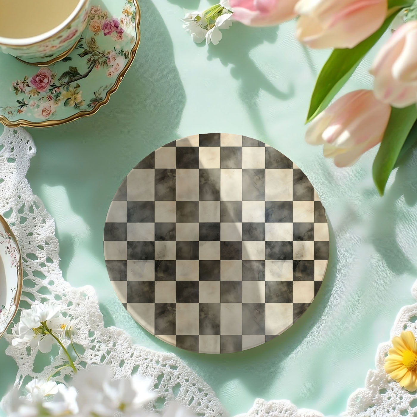 Courtly Check Ceramic Coasters