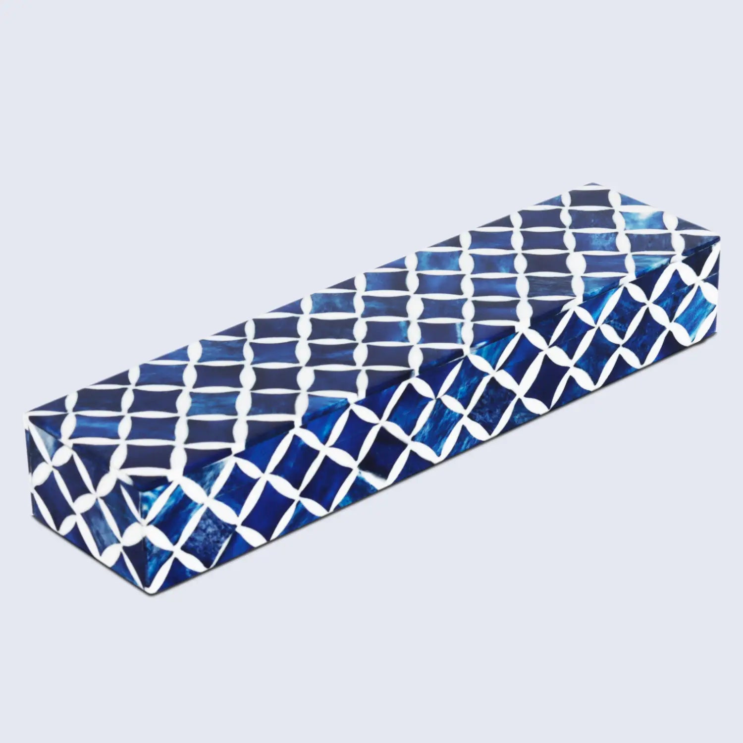 Decorative Storage Box Star Pattern Bone & Resin Inlay - Blue, 7 Sizes