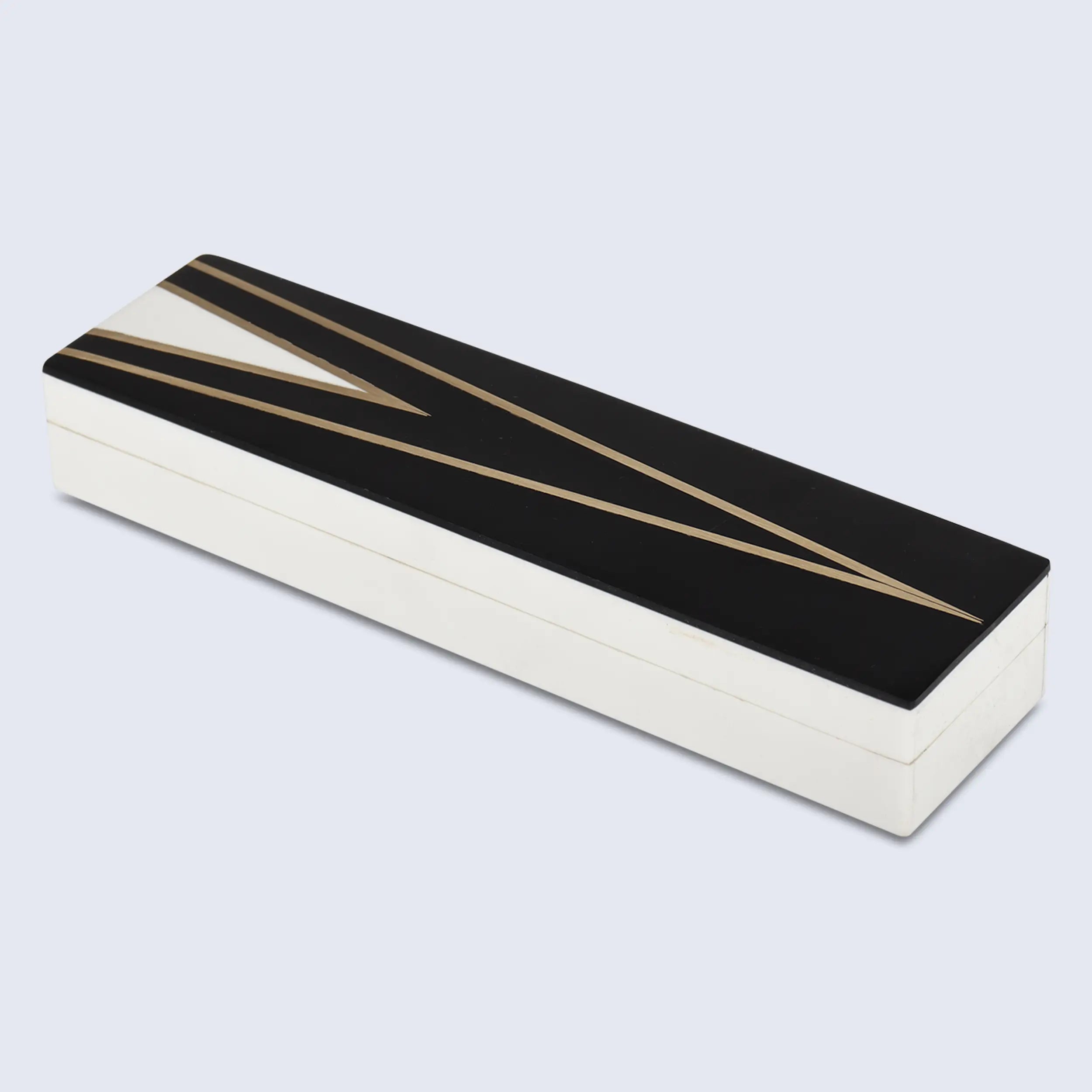 Kept Dapper Black White Resin Inlay & Brass  Storage Box, 7 Sizes