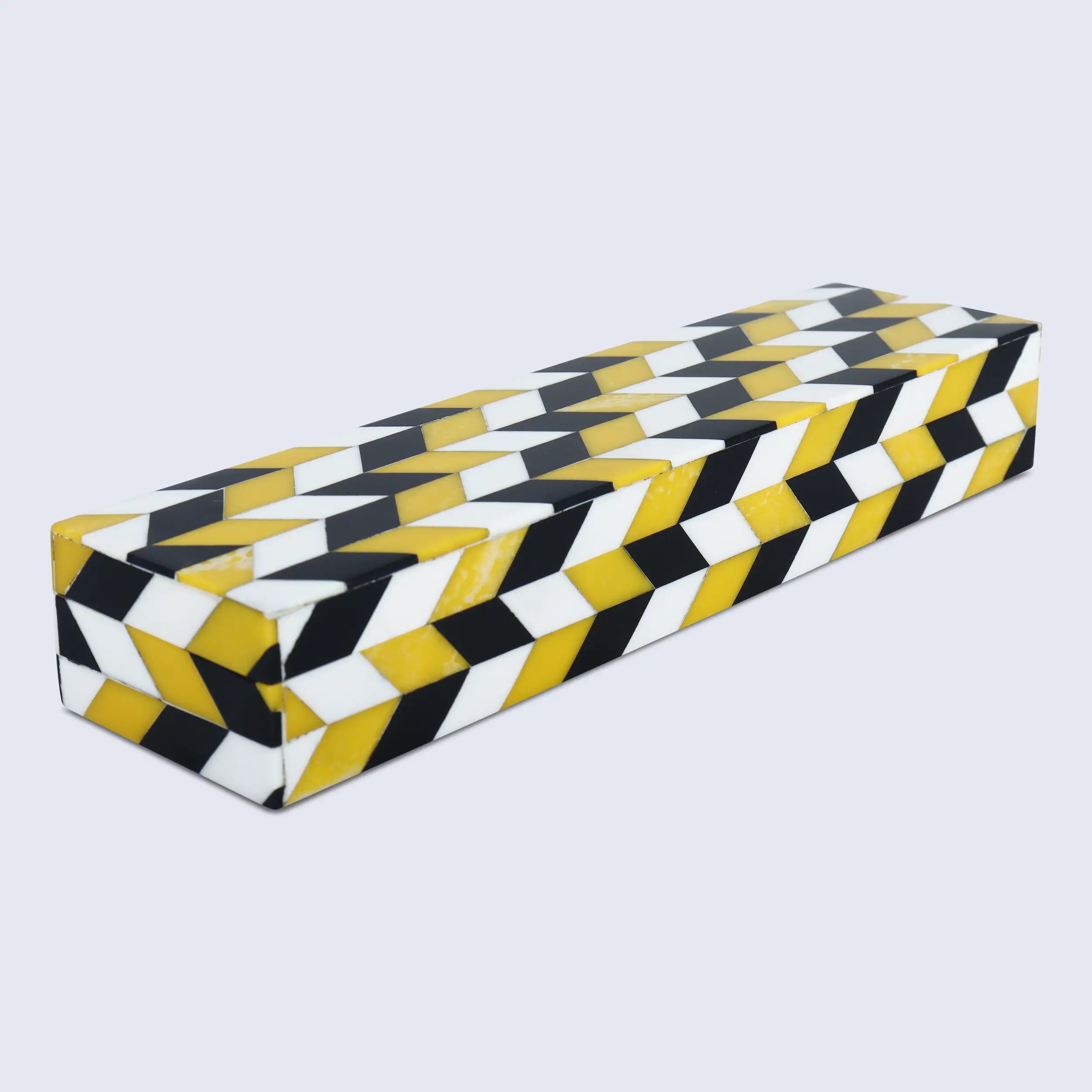 Black White Ochre Resin Inlay Decorative Storage Box Gifts- 8 Sizes