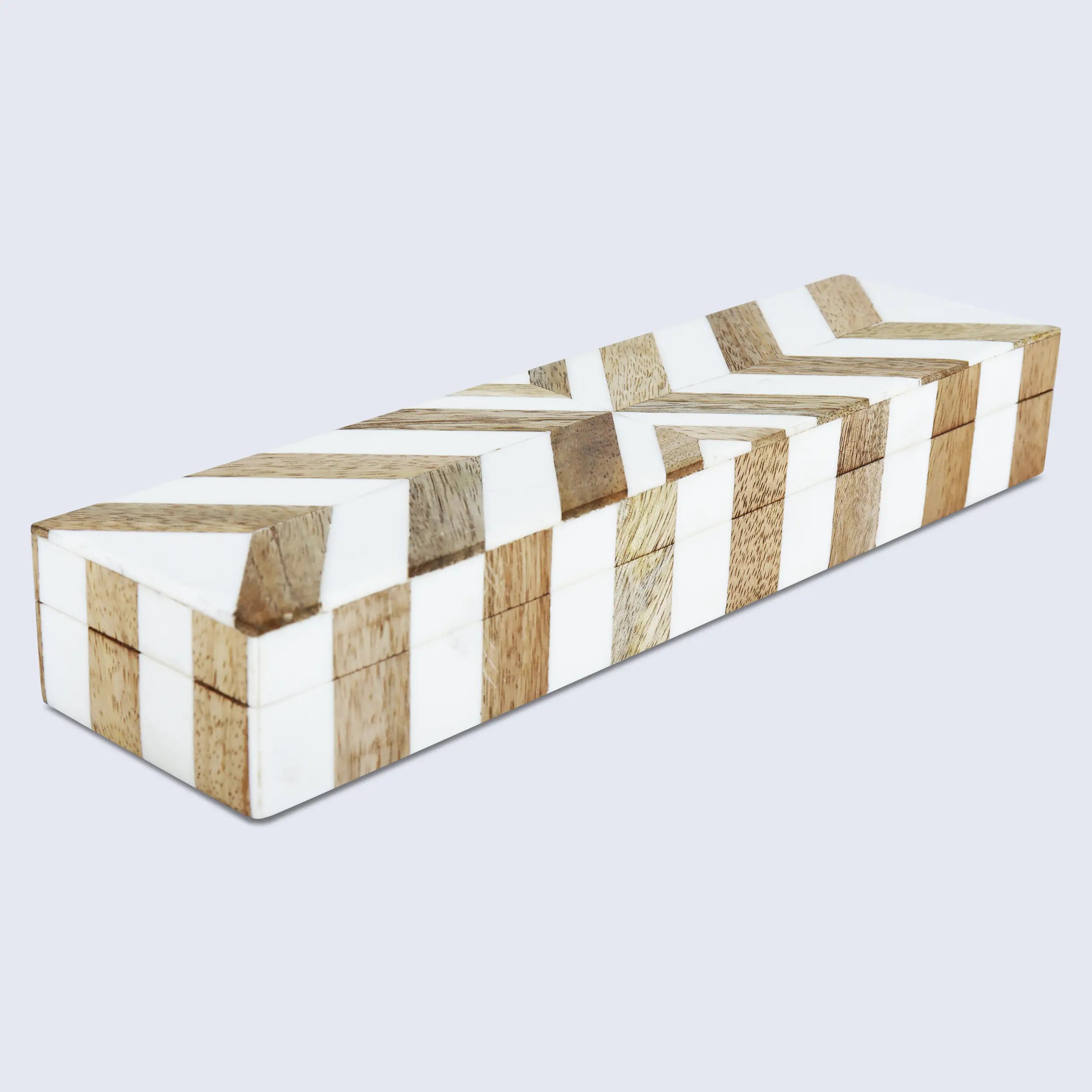 Marquet Chevron Resin & Wood Inlay Storage Box - 8 Sizes