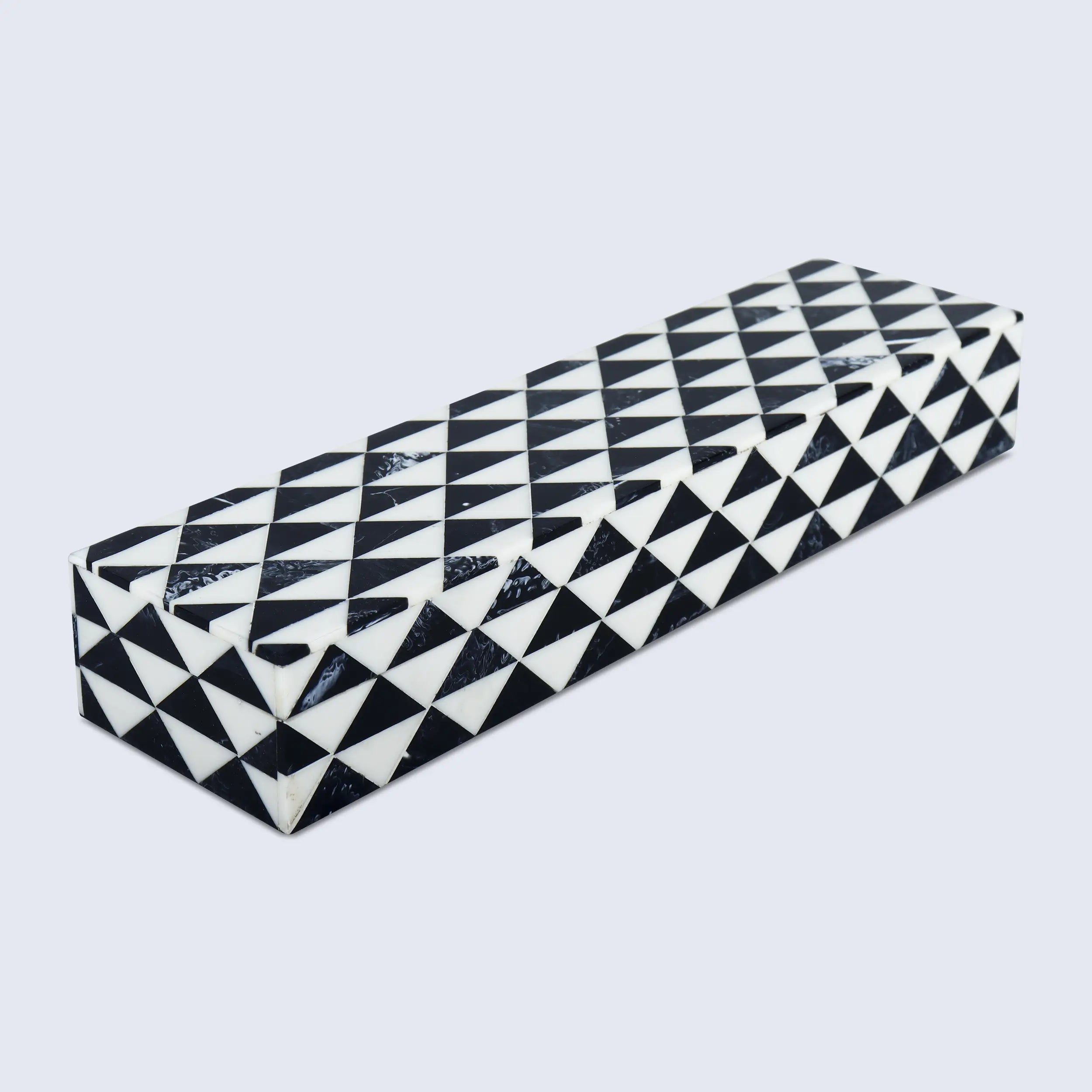 Marquet Prism Black White Resin Inlay Storage Box, 8 Sizes