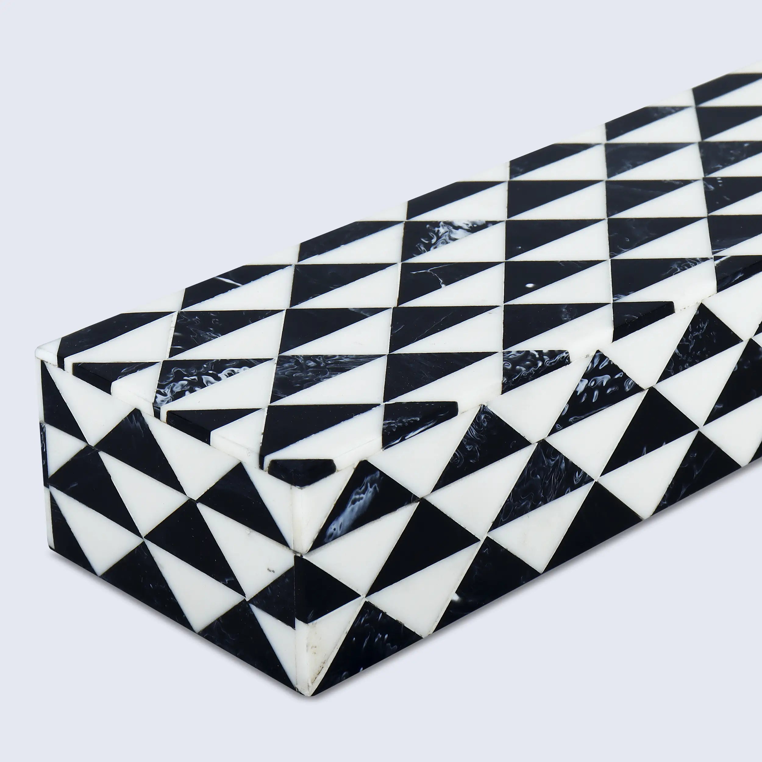 Marquet Prism Black White Resin Inlay Storage Box, 8 Sizes