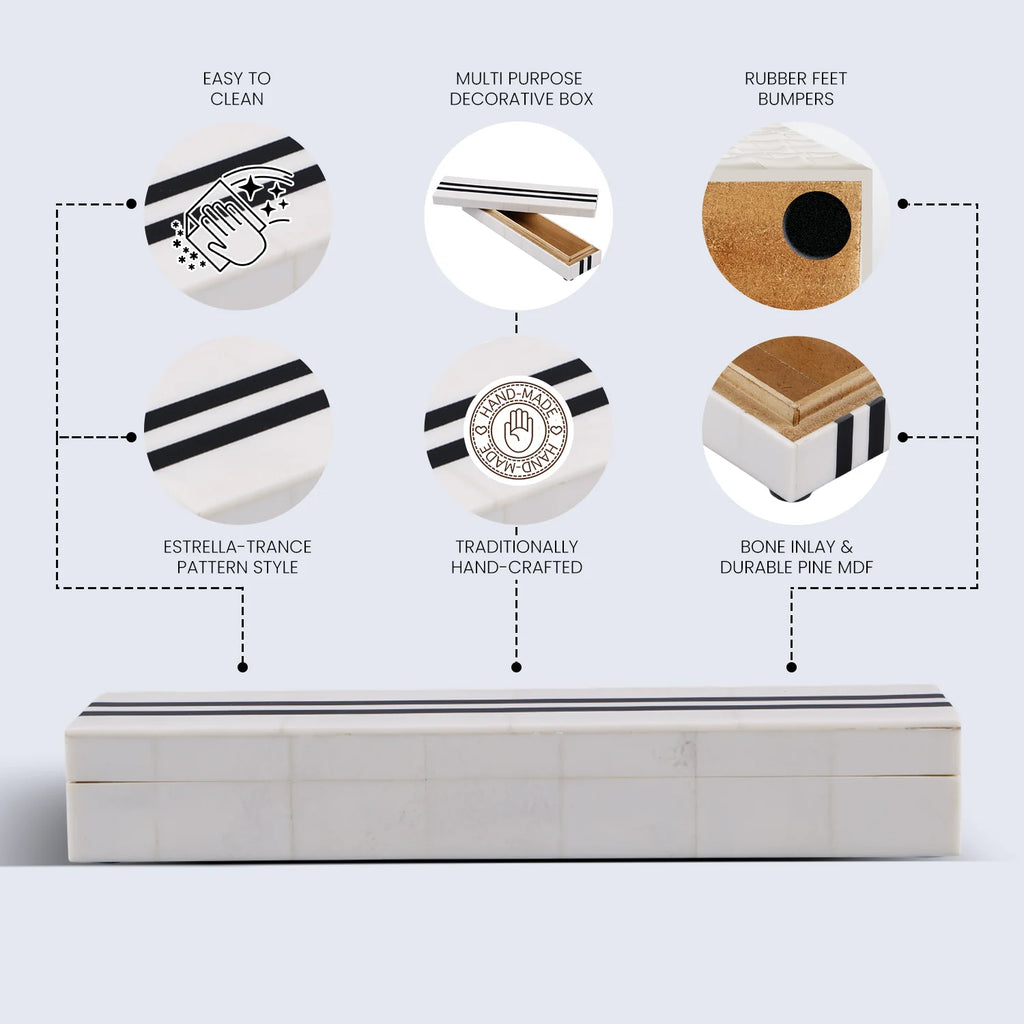 Black White Resin Inlay Decorative Storage Box – Mono Sprint Collection (7 Sizes)