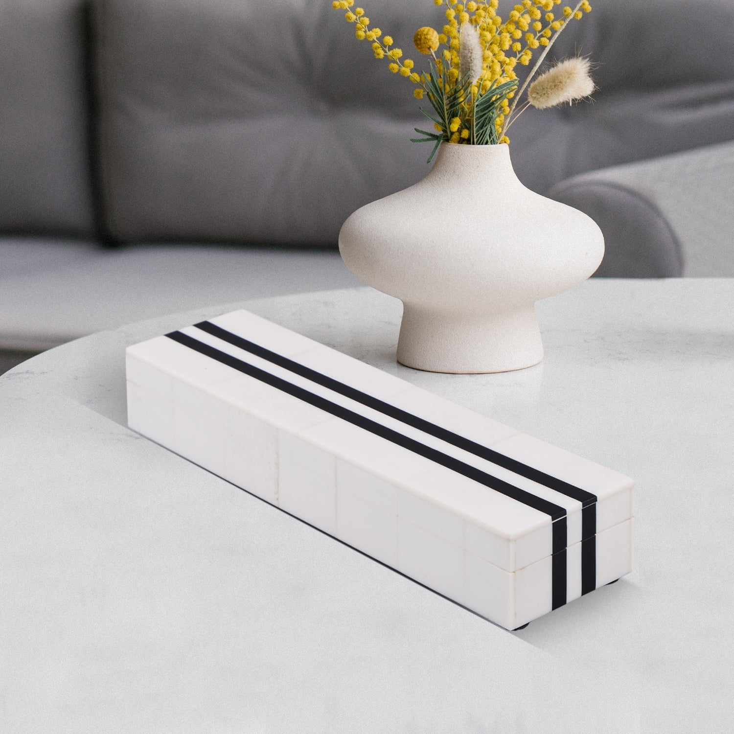 Black White Resin Inlay Decorative Storage Box – Mono Sprint Collection (7 Sizes)
