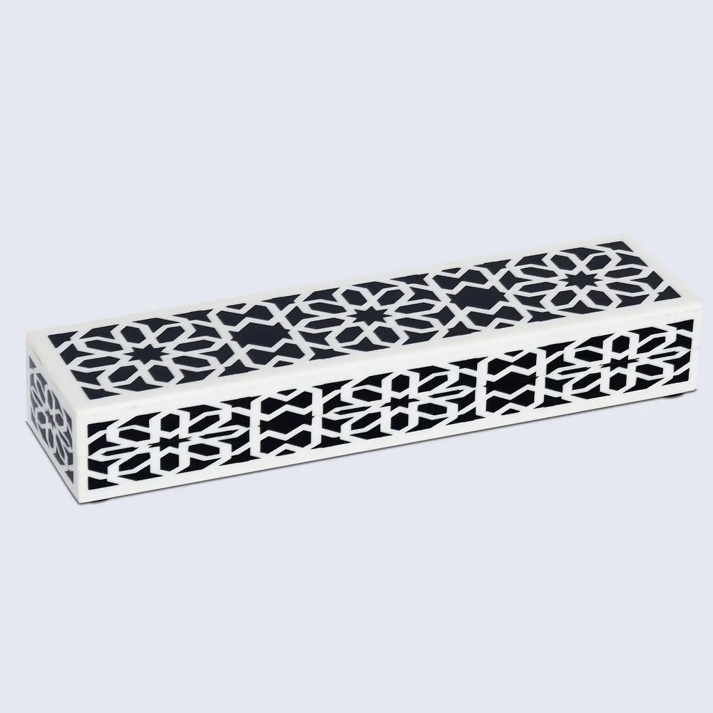 Decorative Storage Boxes Shiraz Pattern Resin Inlay, Black & White, 7 sizes