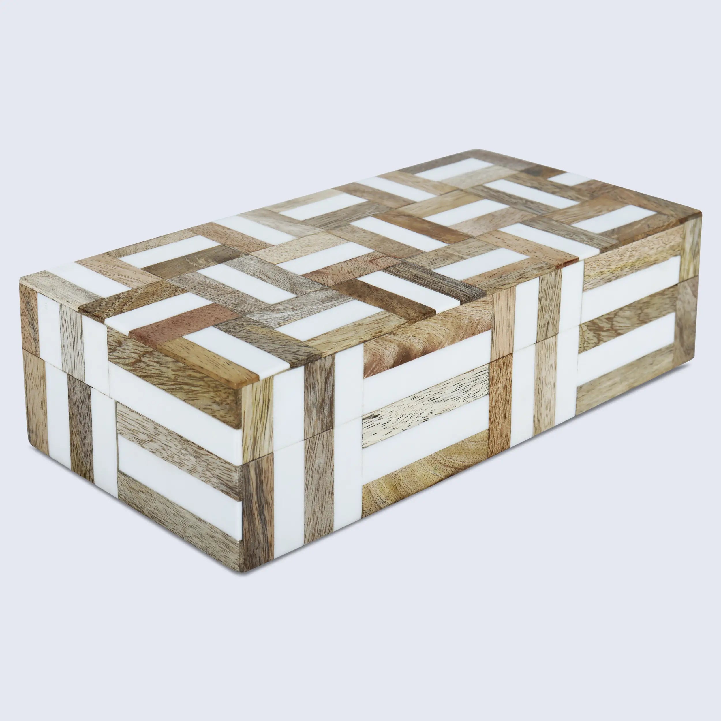 Wood & Resin Inlay Box Marquetry Decorative Keepsake 8 Sizes