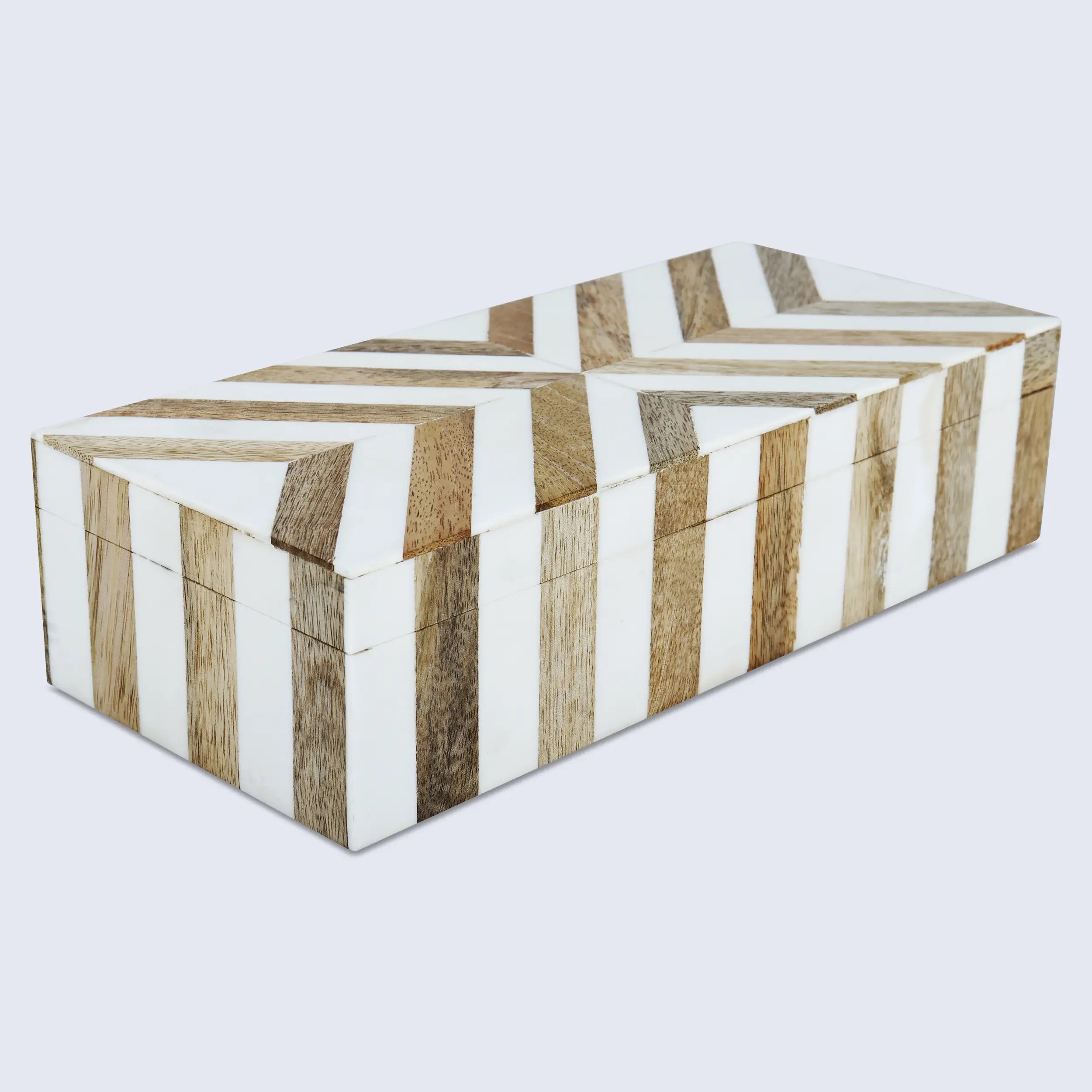 Marquet Chevron Resin & Wood Inlay Storage Box - 8 Sizes