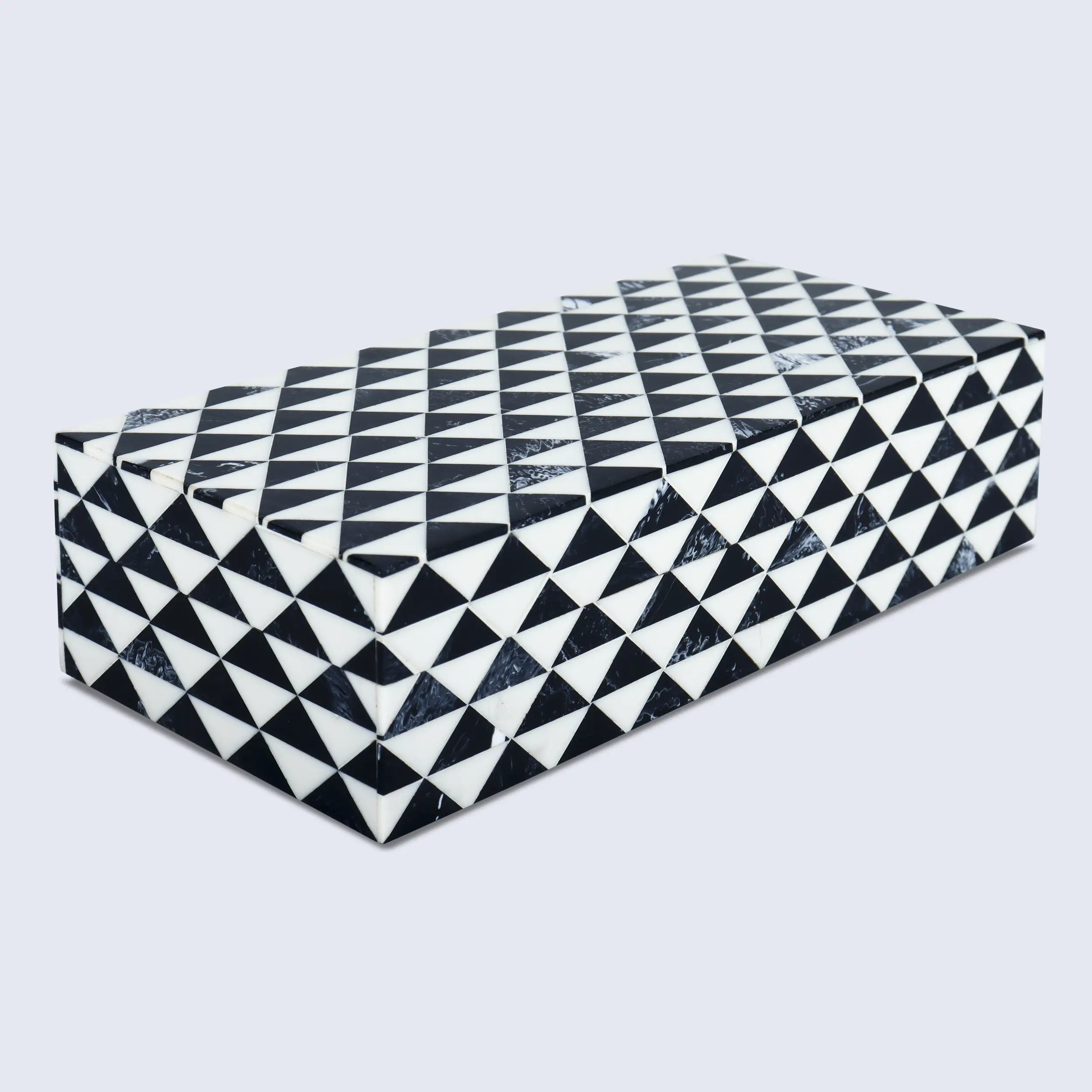Marquet Prism Black White Resin Inlay Storage Box, 8 Sizes